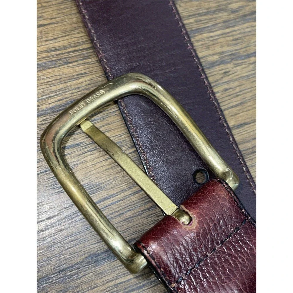 Brighton Belt Size 38 Brown Leather Brass Buckle Classic Vintage USA Made